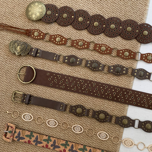 复古西部铆钉腰带女民族风皮带