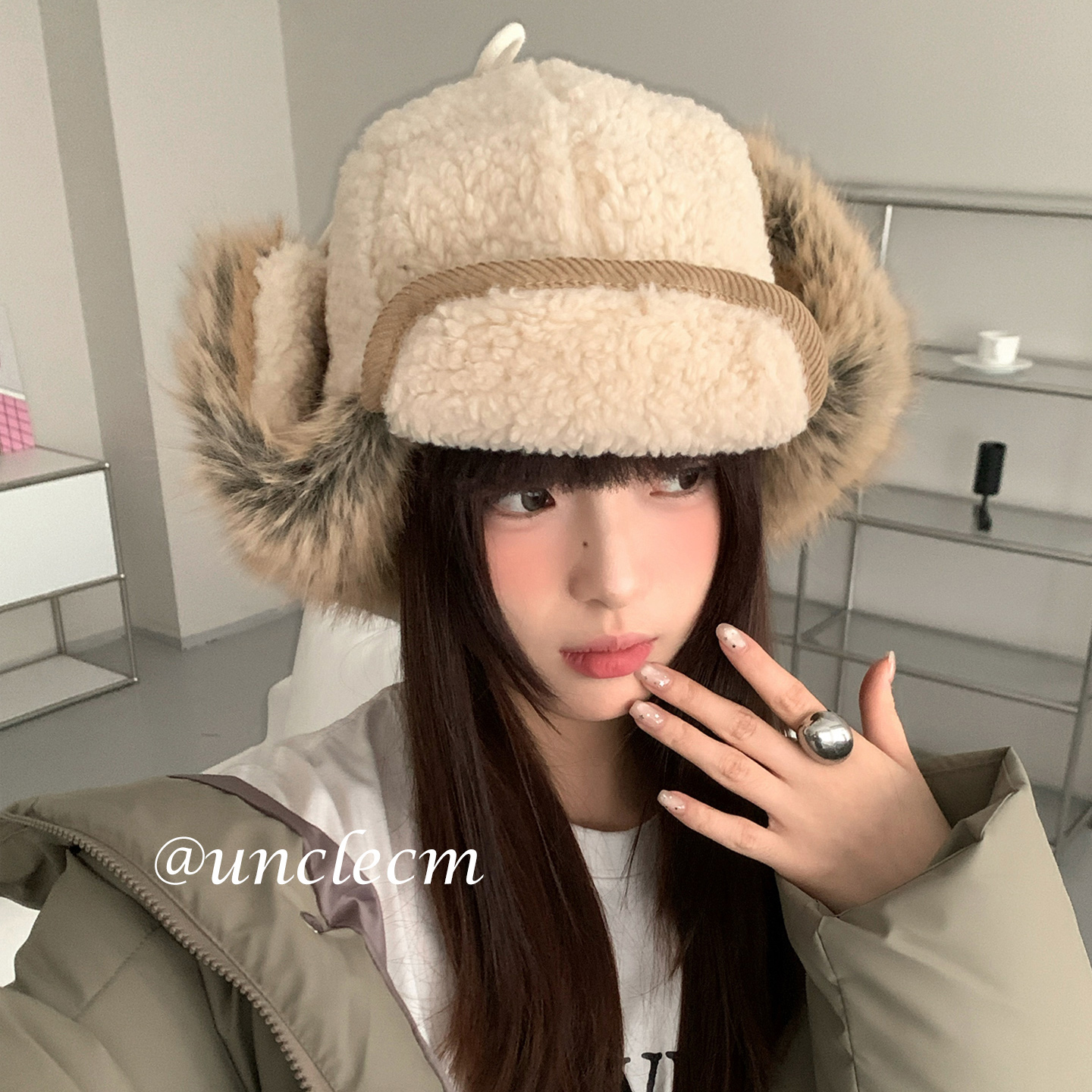 毛绒加厚羊羔绒雷锋帽子女冬季