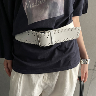 饰潮 带百搭装 手工编织锁边宽版 腰带女小众设计感腰封配裙子牛仔裤