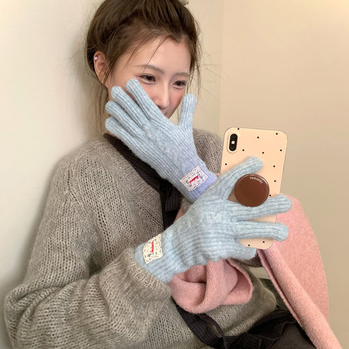 冬季可触屏加厚保暖手套女