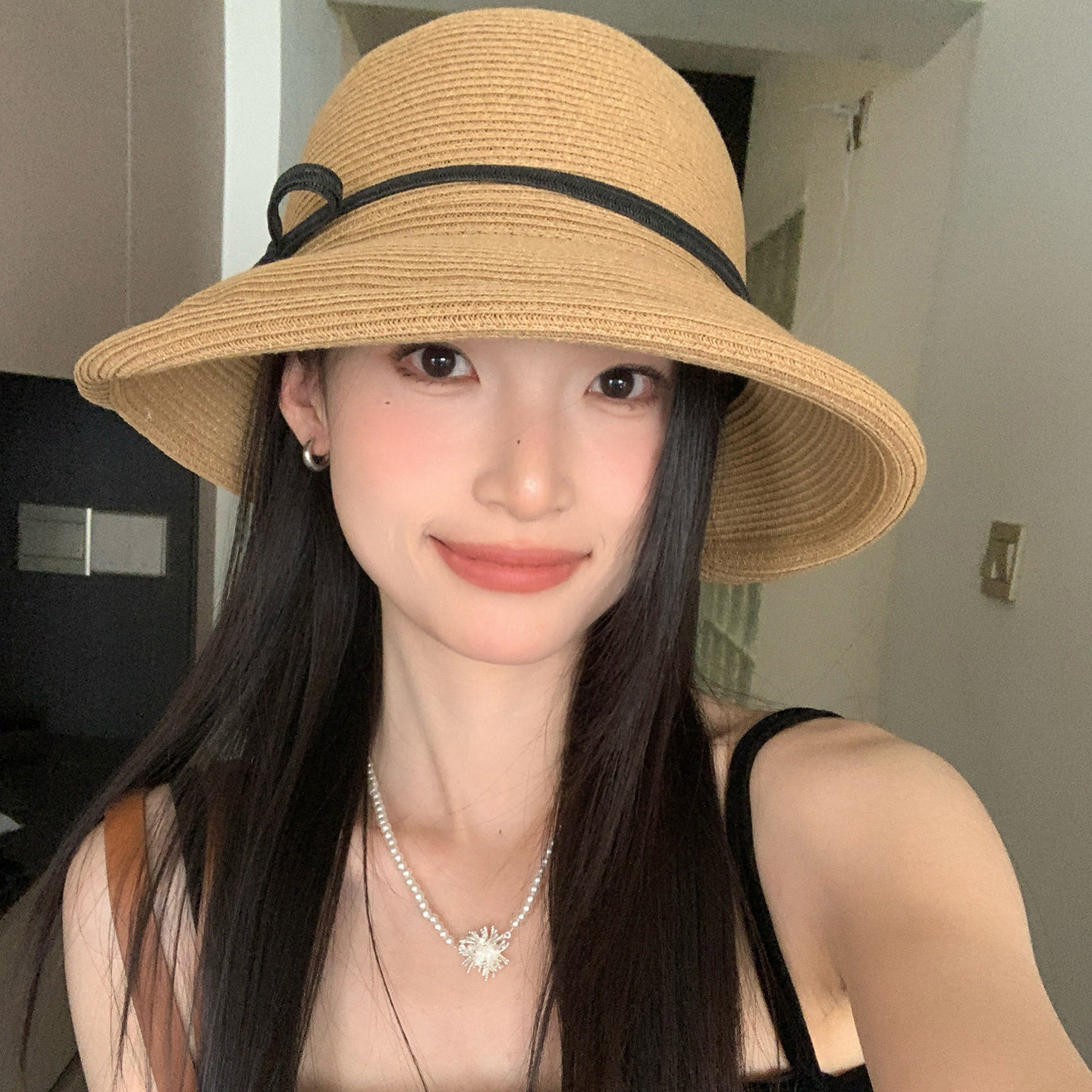 赫本风复古文艺蝴蝶结渔夫帽子女图片