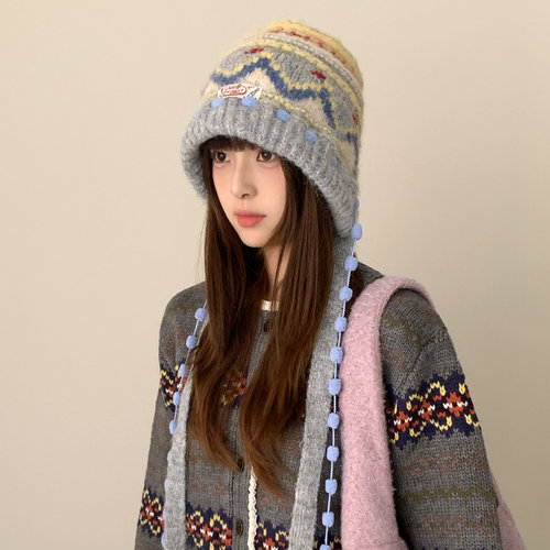 冬季费尔岛提花巴拉克拉法帽女