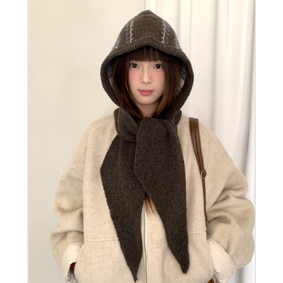 费尔岛提花巴拉克拉法帽子女冬季