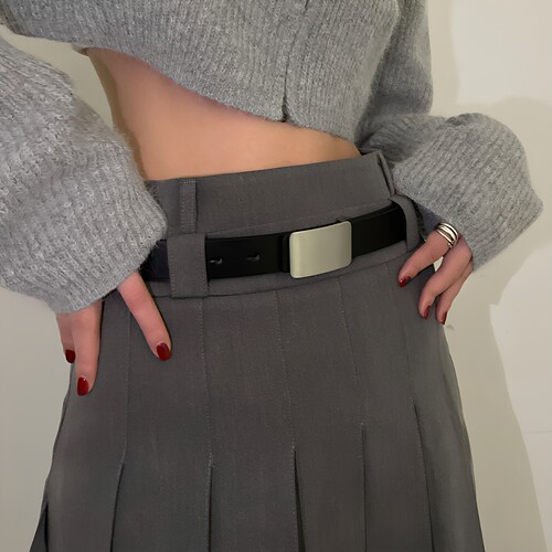 unclecm女韩系简约PU合金腰带
