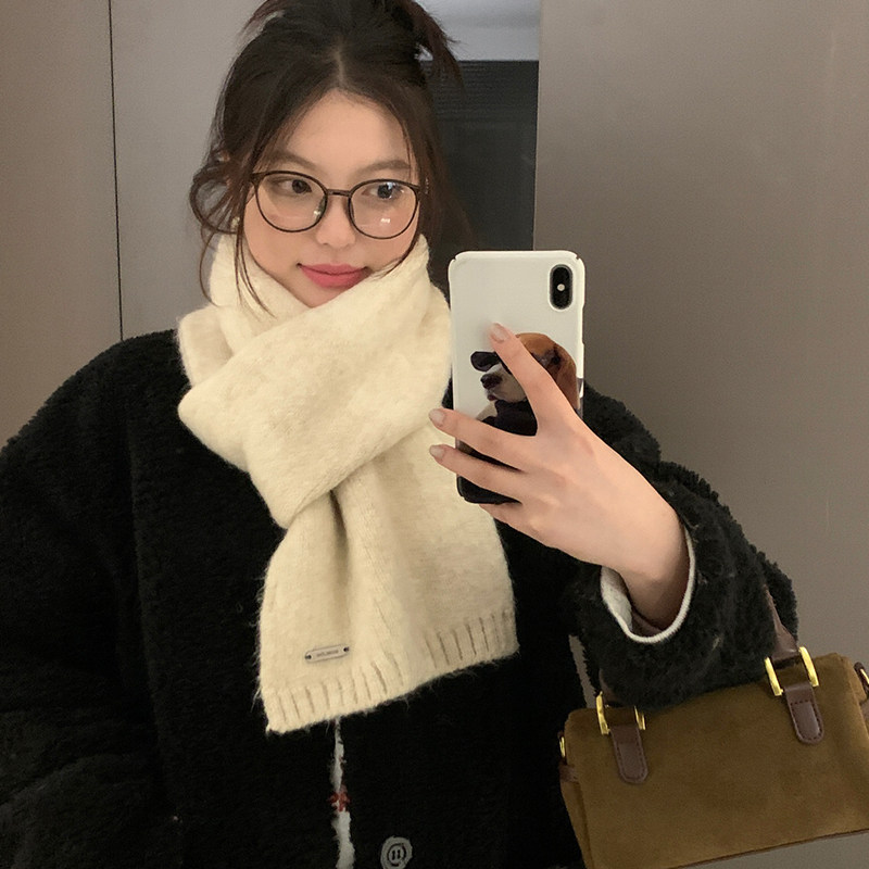 含羊毛韩版毛线针织围巾女冬季2025新款高级感保暖百搭围脖白色男,服饰配件/皮带/帽子/围巾,围巾/丝巾/披肩,淘宝优惠券,粉丝福利购,淘宝优惠卷