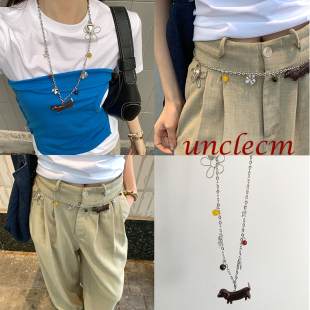 链配饰挂饰 子腰带裤 原创设计腊肠小狗腰链女小众长款 项链配裙子裤