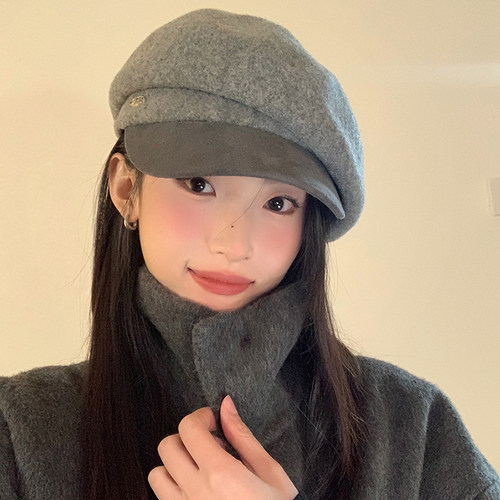 秋冬复古英伦风时尚贝雷帽百搭女