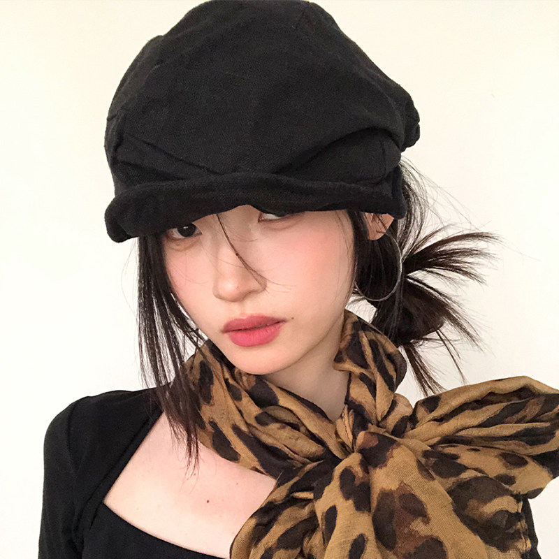 复古日系棉麻贝雷帽子女款设计感小众显脸小报童帽百搭八角帽黑色,服饰配件/皮带/帽子/围巾,帽子,淘宝优惠券,粉丝福利购,淘宝优惠卷