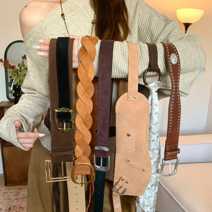 腰封 饰配裙子牛仔裤 复古高级感麂皮绒宽版 腰带女小众美拉德皮带装