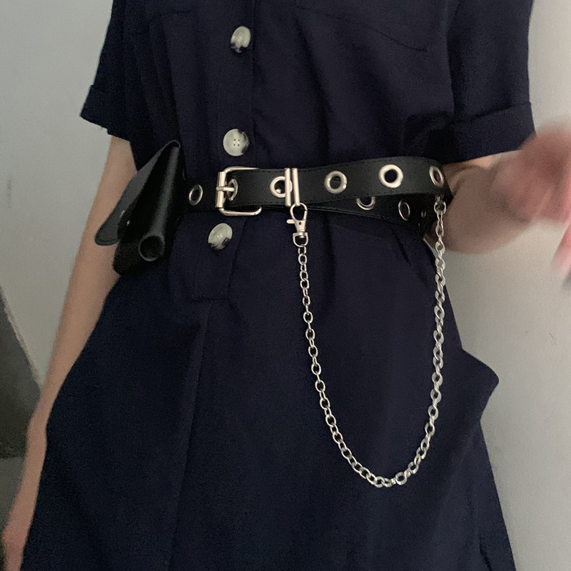 制服链条小腰包包ins配裙子皮带