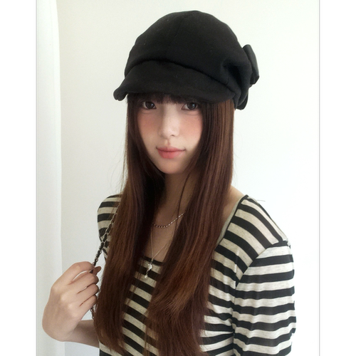 复古日系蝴蝶结贝雷帽子女