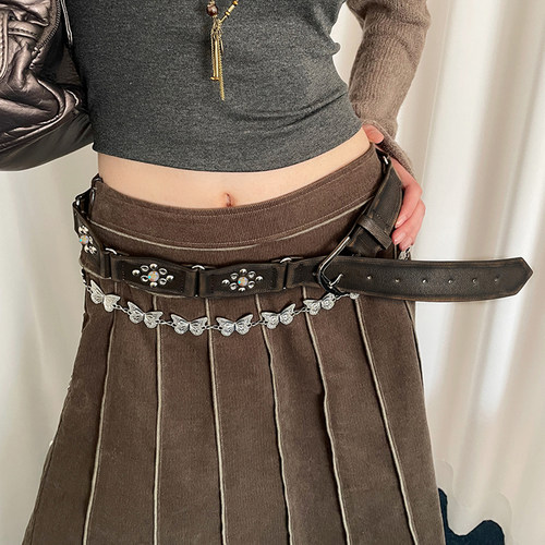 西部牛仔风拼接设计感皮带女