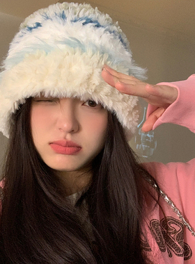 加厚毛绒绒针织帽子女秋冬款防寒毛线帽保暖护耳显脸小韩版大头围