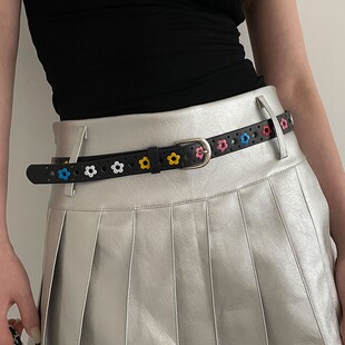 韩版 y2k腰带花朵装 千禧风少女粉百搭皮带配牛仔裤 夏季 饰2026新款