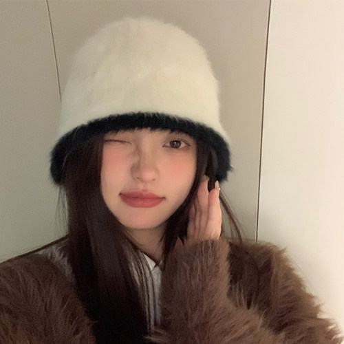兔毛韩版女秋冬盆帽渔夫帽