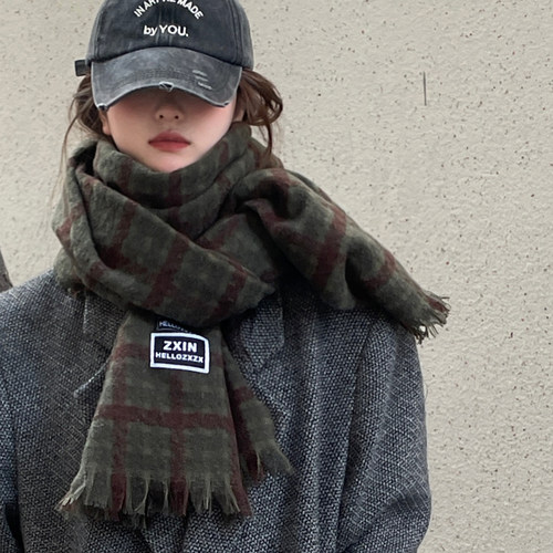 unclecm格子女围巾保暖
