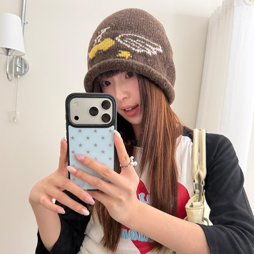 甜美可爱樱桃翅膀星星卷边冷帽