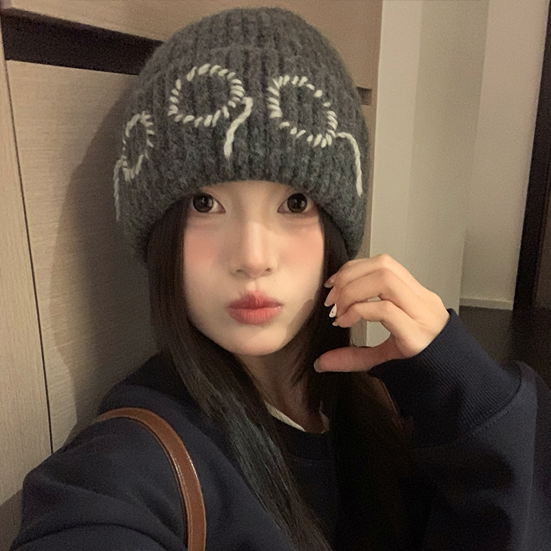韩版小众圈圈设计保暖毛线帽