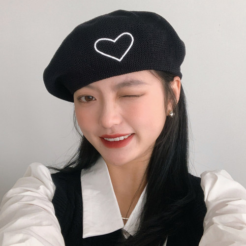显脸小~韩系ins贝雷帽子女2024