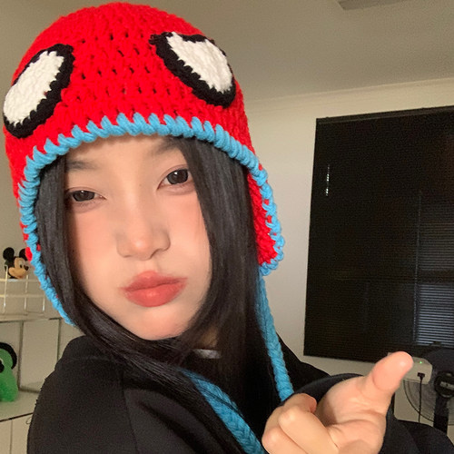 女秋冬可爱搞怪毛线帽护耳