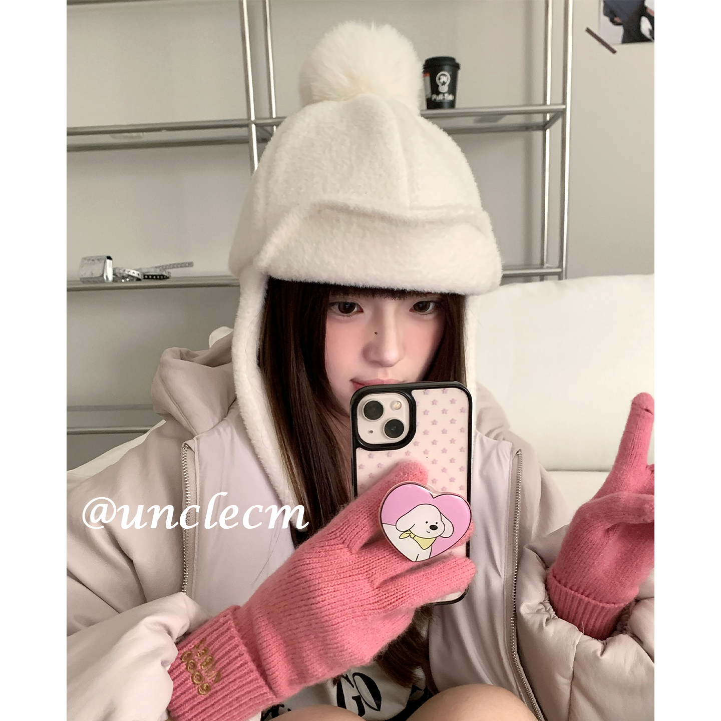 日系可爱毛球雷锋帽子女冬季