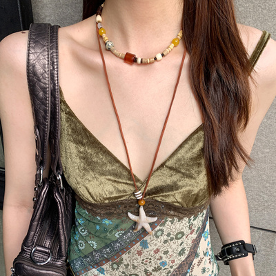 海星吊坠项链女夏季长款毛衣链