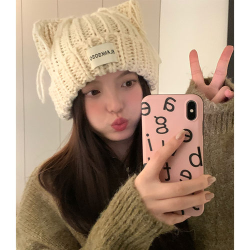 毛线帽针织女保暖防寒秋冬季