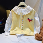 初中生小马套装 女童衬衫 中大童女童套装 2026新款 马甲两件套春季