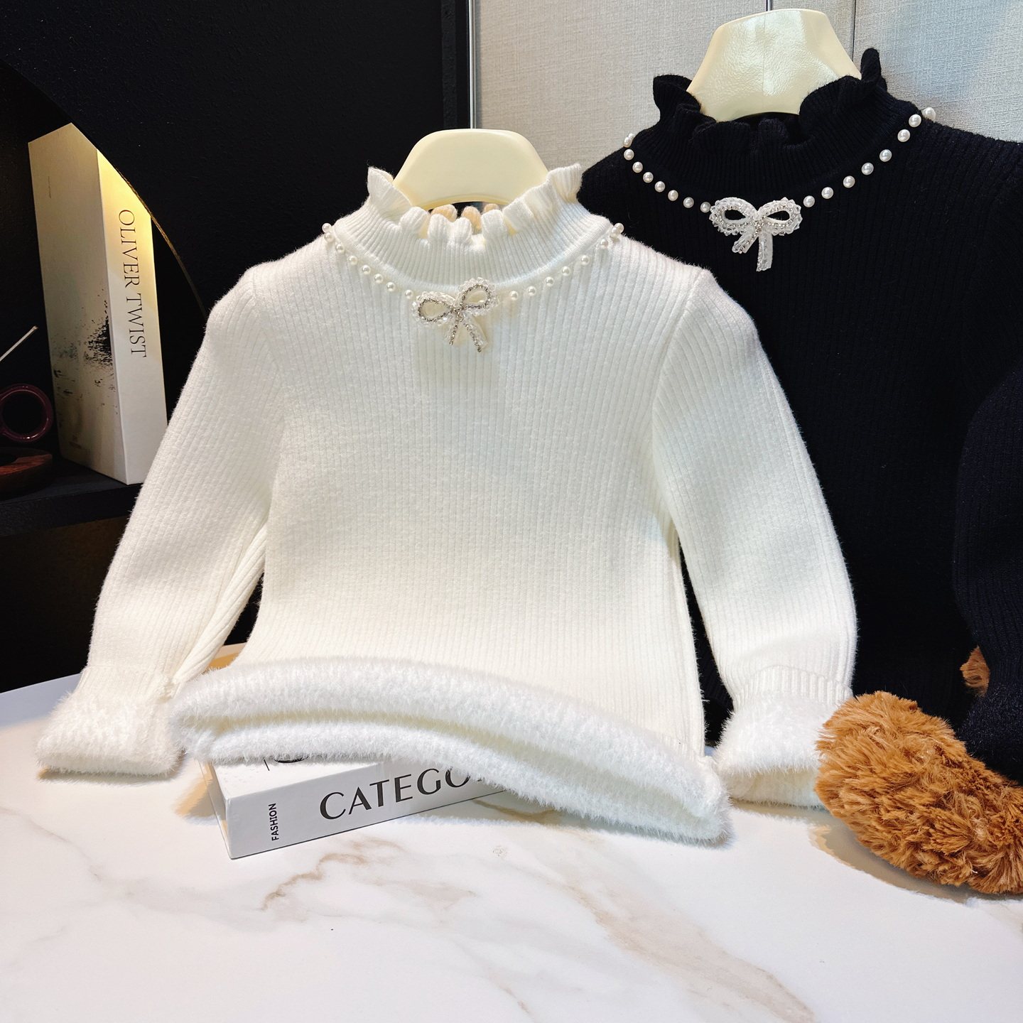 女童毛衣一体绒秋冬款2025新款中大童女童打底毛衣花边半高领毛线,童装/婴儿装/亲子装,毛衣/针织衫,淘宝优惠券,粉丝福利购,淘宝优惠卷