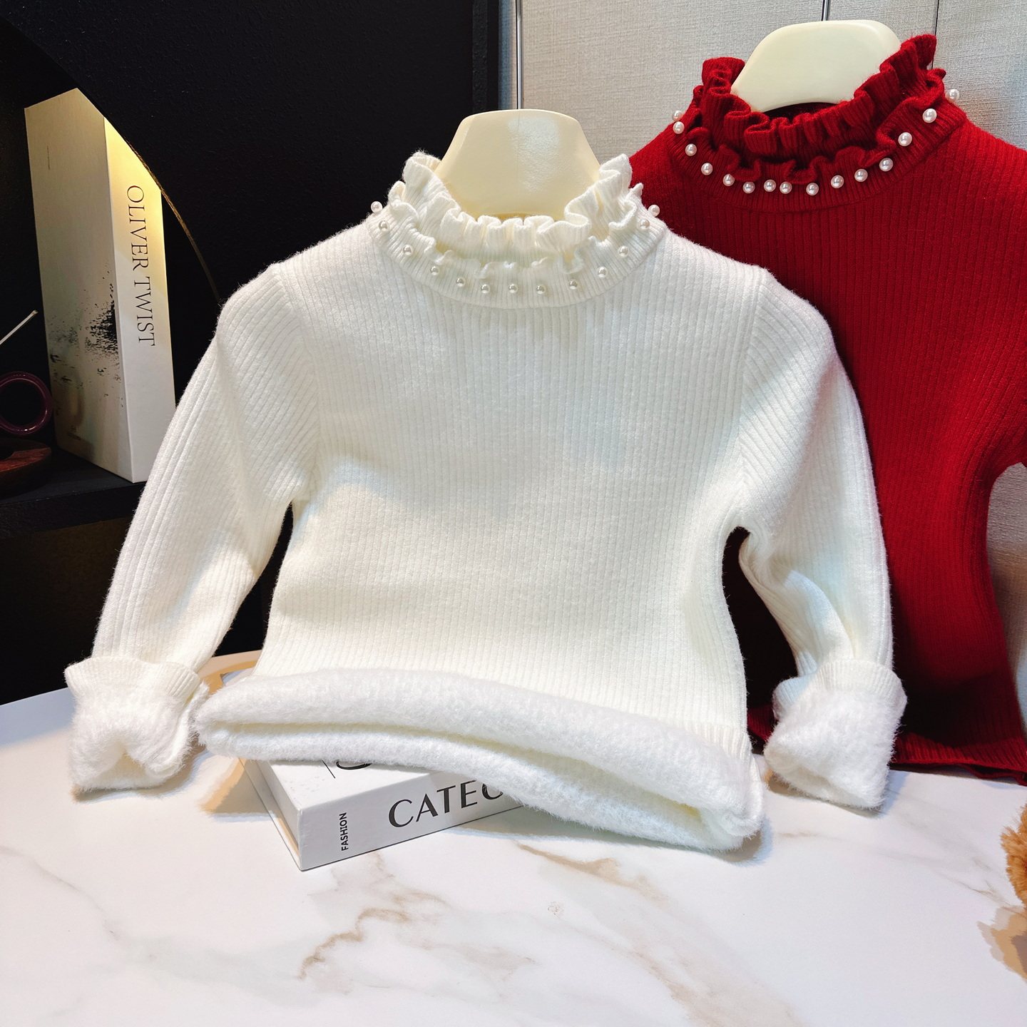 女童毛衣一体绒秋冬款2025新款中大童女童打底毛衣花边半高领毛线,童装/婴儿装/亲子装,毛衣/针织衫,淘宝优惠券,粉丝福利购,淘宝优惠卷