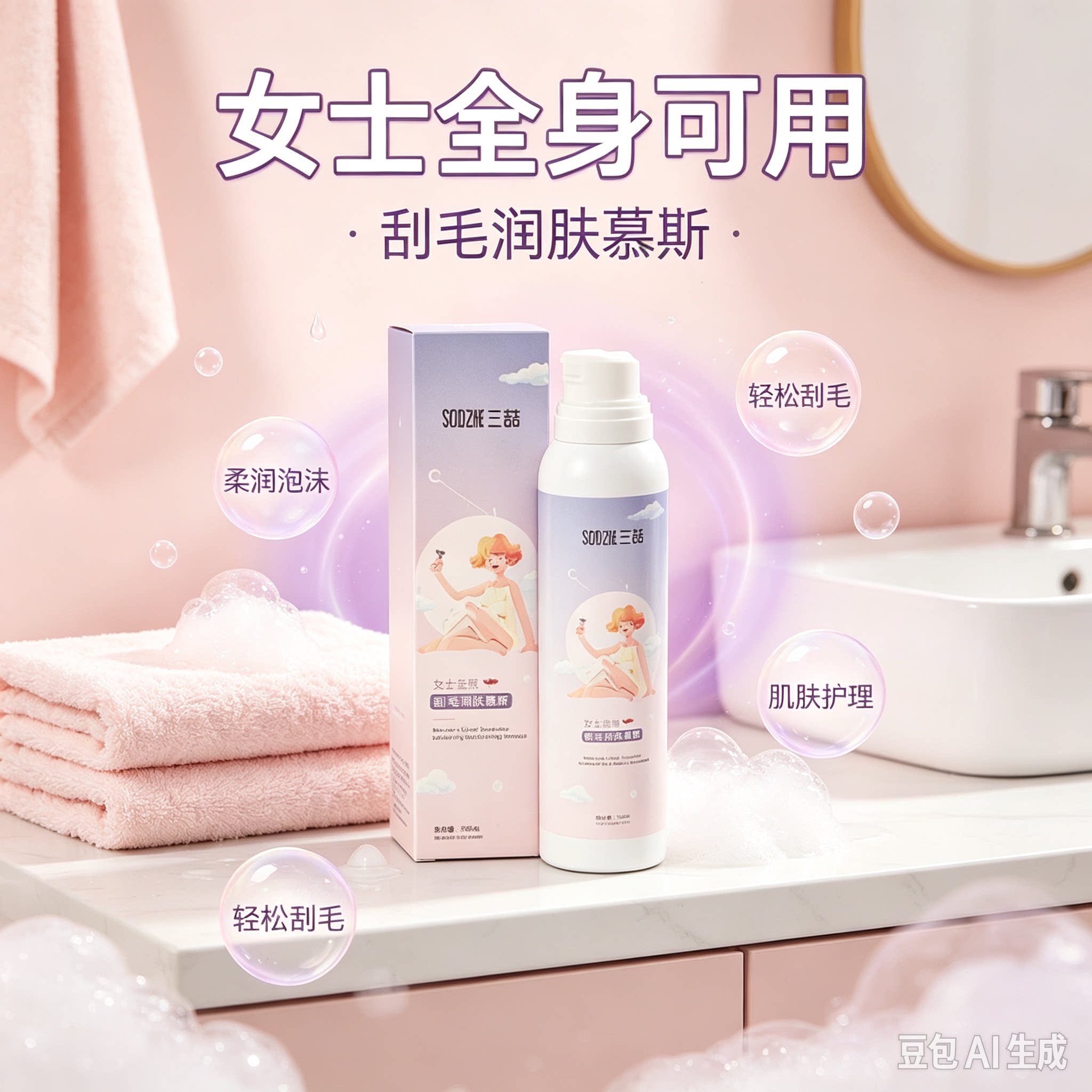 刮毛润肤慕斯女士全身手臂腿部腋下云感柔润泡沫护理慕斯