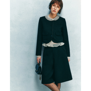 定制羊毛粗花呢 小香风短款 箱型外套夹克 套装 耐看 短裤 女 经典