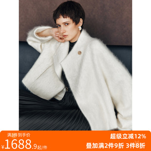 皮草质感拉毛蒙马特翻领短款 山羊绒 绵羊毛 毛呢外套 凤毛麟角