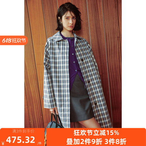 卡姆登格子风衣外套女
