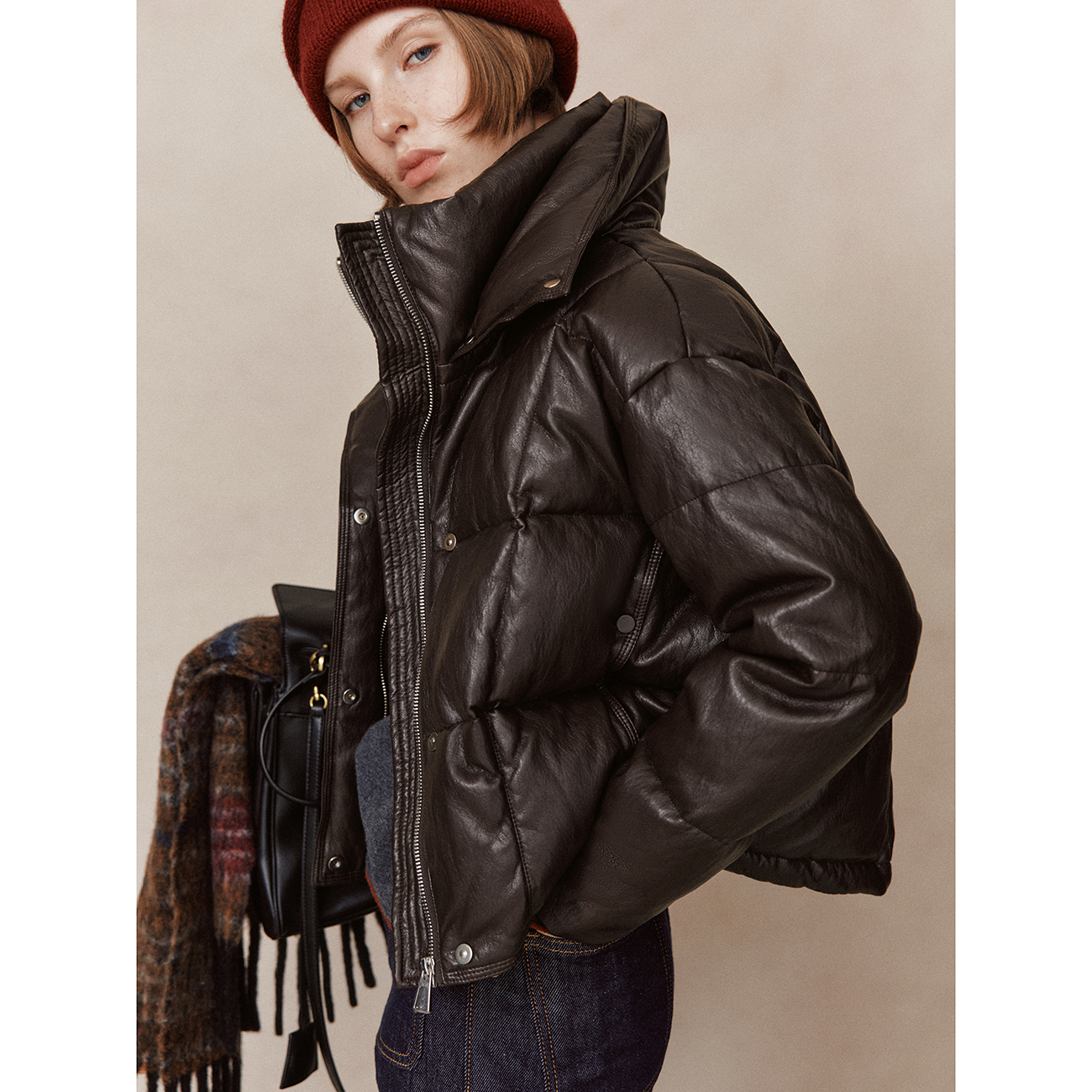 90鸭绒双层立领面包服羽绒服外套