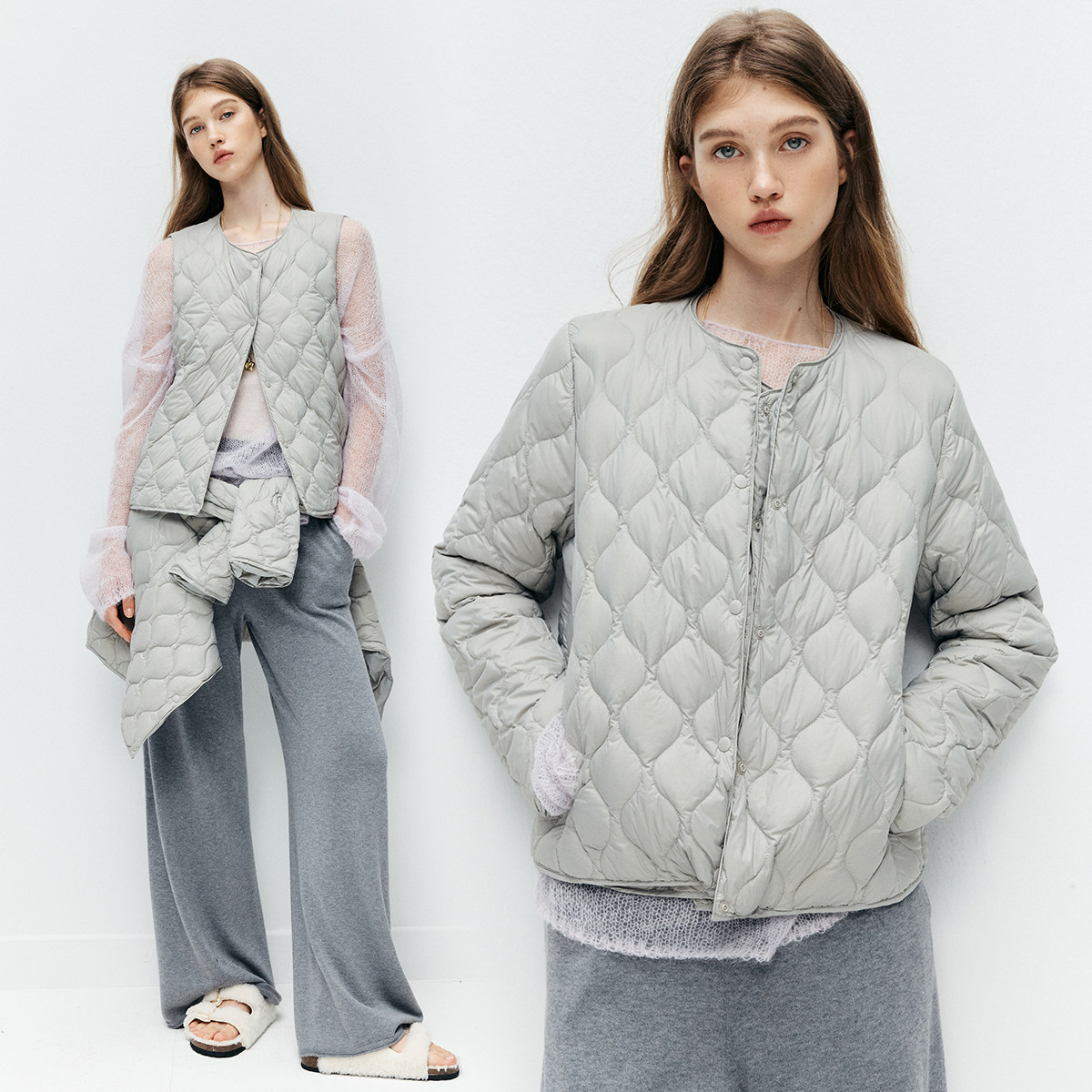 防风防水轻便保暖羽绒服+马甲