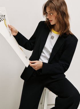 【高智青年】1OO%羊毛 设计感后背缩褶两粒扣西装外套+西裤套装女