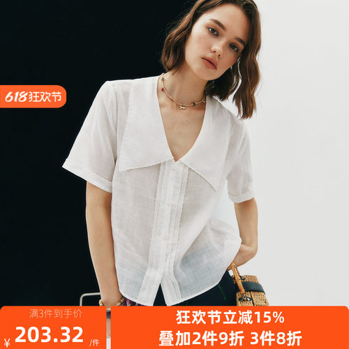 100%苎麻凉爽亲肤透气短袖衬衫
