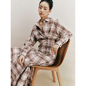 不对称设计格纹衬衫 精梳棉磨毛 自成 A字格子半裙套装 风格