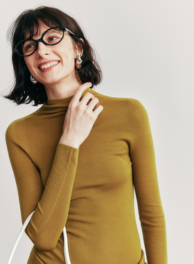 【无缝一体】德国扬子纱 18针60/2支精纺羊毛半高领针织衫上衣女