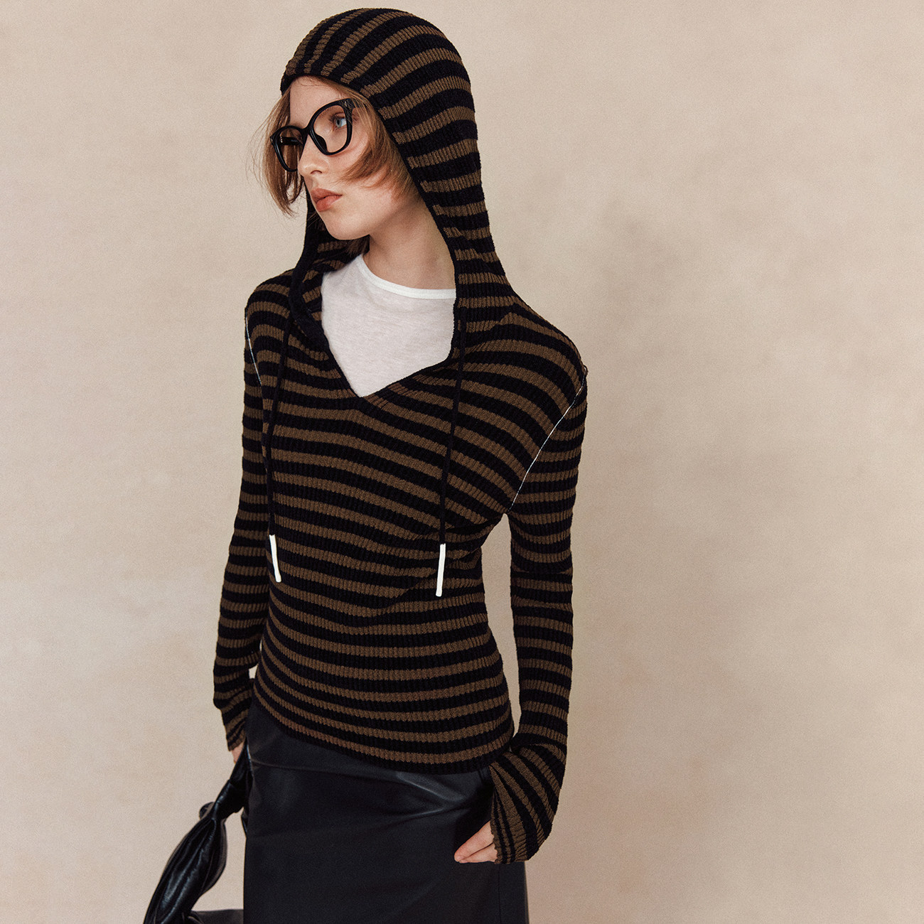 现货【慵懒随性】定制毛巾线圈圈纱 气质连帽V领条纹提花针织衫女,女装/女士精品,毛针织衫,淘宝优惠券,粉丝福利购,淘宝优惠卷