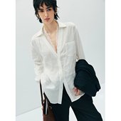 慵懒蕾丝风拼接深V领宽松衬衫 女 1OO%亚麻 法式 春天 情人