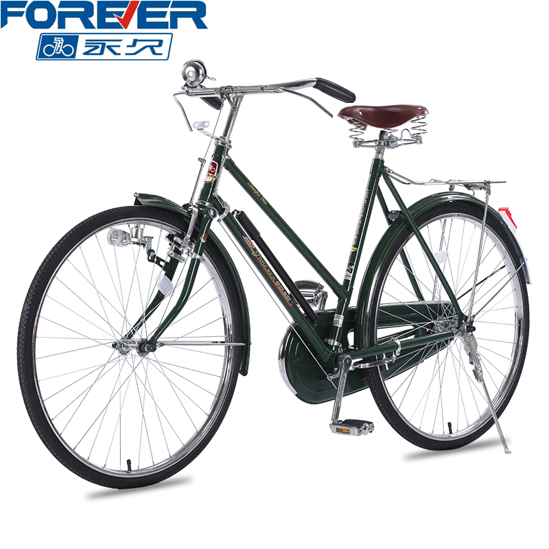 正品保证上海永久26/28寸传统老式复古邮政 二八大杠 杆闸 自行车