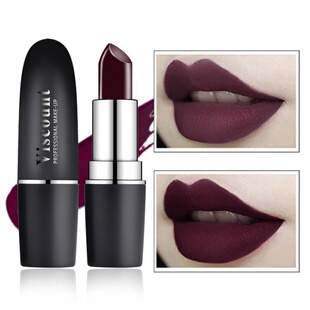 2025哥特欧美风黑紫色深紫红哑光口红暗色黑葡萄烟灰紫巧克力棕