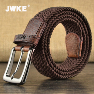 带 皮带休闲百搭松紧高尔夫运动裤 男士 帆布编织腰带针扣弹力牛仔裤