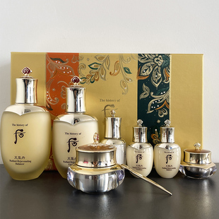 韩国whoo后天气丹花献华泫金致亢皱水乳三件套盒套装补水护肤正品