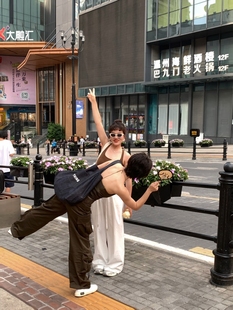 Time Record日系复古原色牛仔面料蓝染印花托特单肩包牛仔帆布包