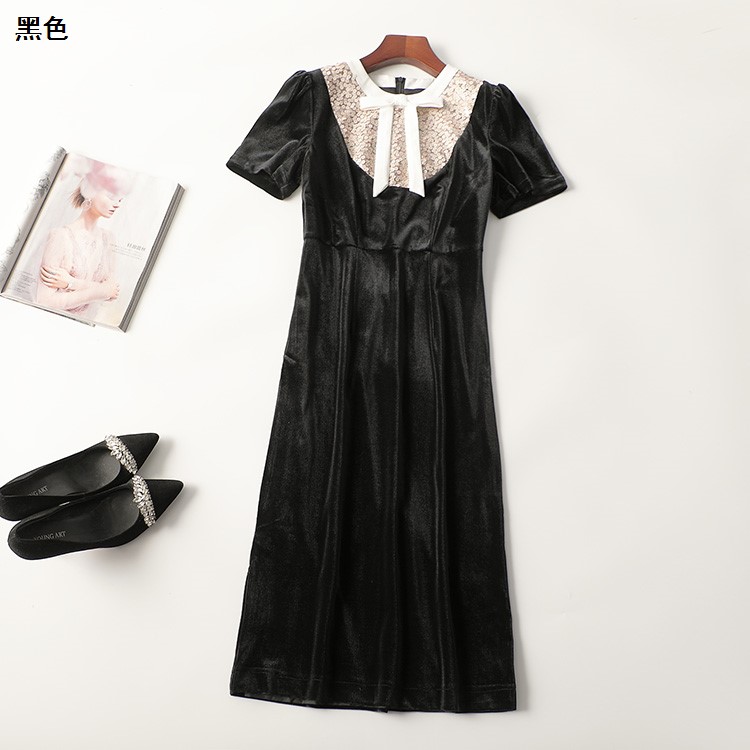 410703 春连衣裙 深圳南油尾货欧洲站2025早春新品女装丝绒亮片加