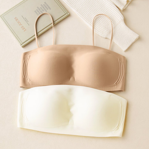 无肩带半杯抹胸内衣女无钢圈收副乳小胸聚拢防走光薄款美背文胸罩