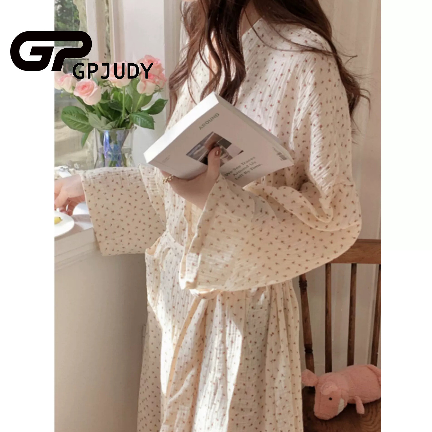 日本GP&JP浴袍女四季通用碎花和服睡衣女长版纯棉睡袍2026家居服